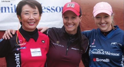 Vera Koo, Jessie Duff and Julie Golob at Bianchi Tournament 2011. Photo courtesy of Chip Lohman, NRA Shooting Sports