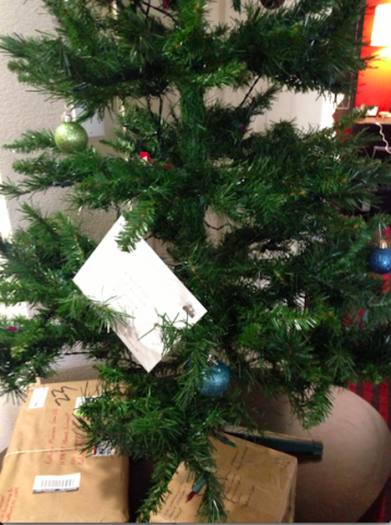 christmas tree with card