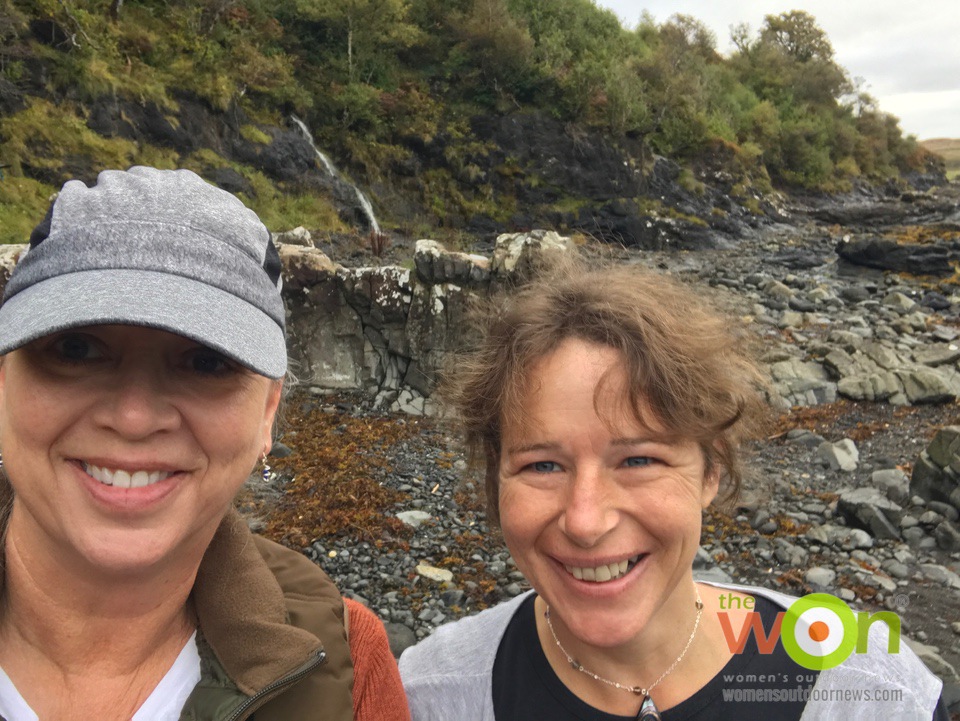 Barb Baird and Rosie Morrison on beach Isle of Skye