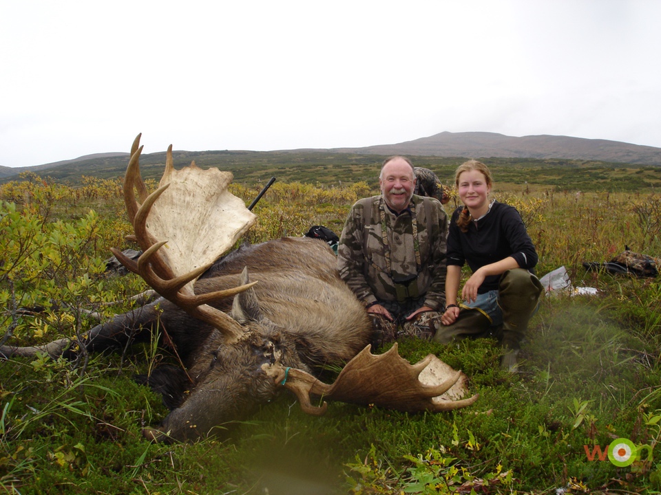 One of the first moose hunters Tia guided. This bull went 69 inches Tia Shoemaker