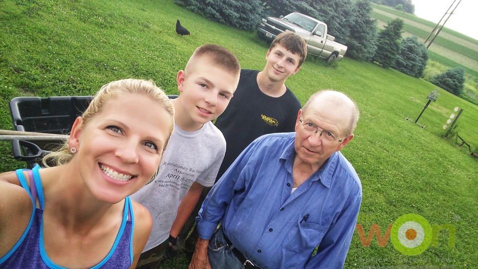 Becky Yackley and her dad and boys