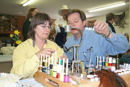 women fly tying WITO event