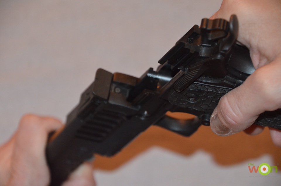 reassemble gun C move frame onto slide Clean a Pistol