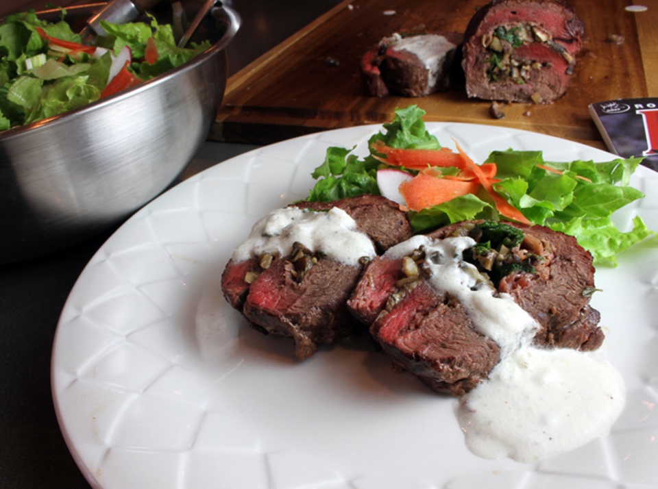 Nevada Foodies Succulent Elk Roulade with Creamy Gorgonzola Sauce