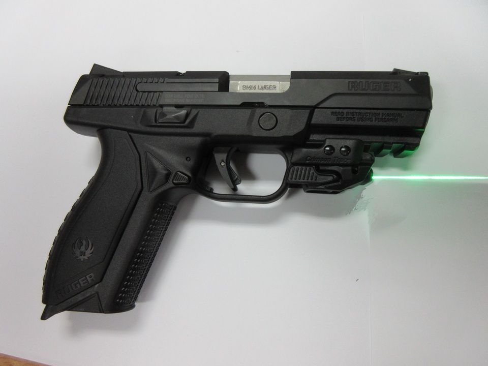 Ruger American Pistol with green Crimson Trace CMR206 Rail Master