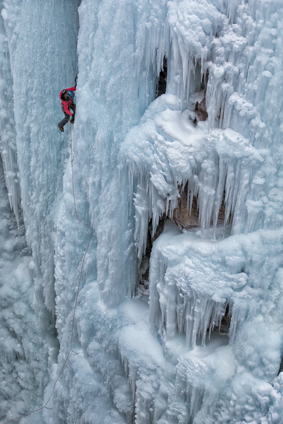 Kitty Calhoun ice climbing in Ouray Women's Clinics