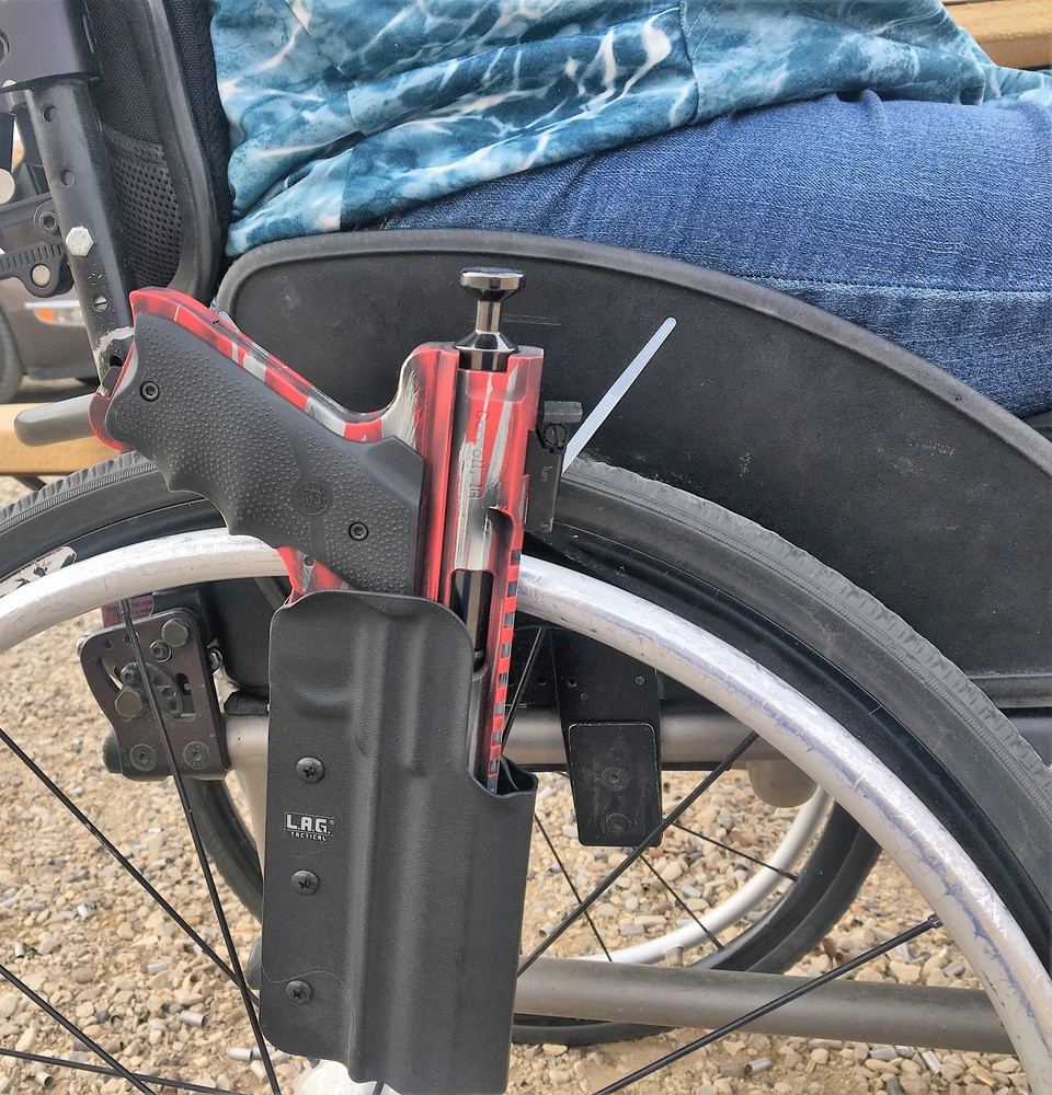 mounting gun to wheelchair