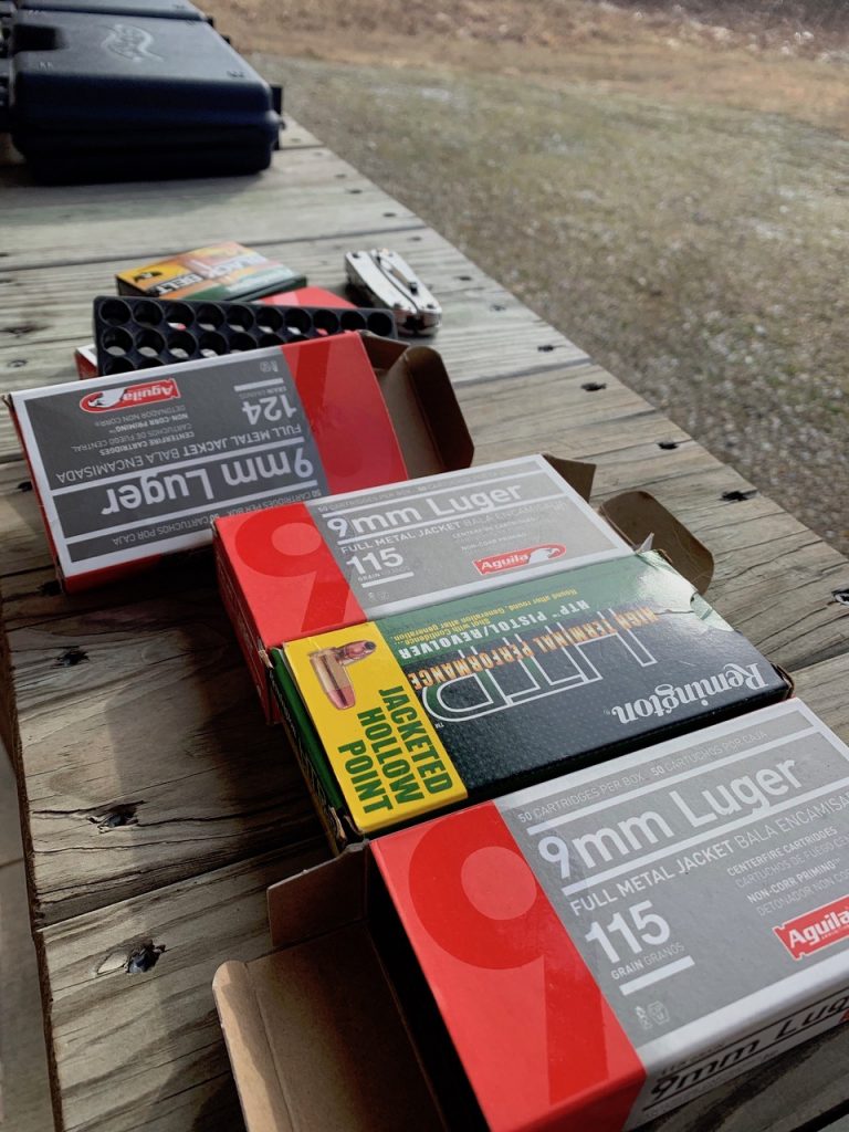 Aguila ammo on bench 9mm