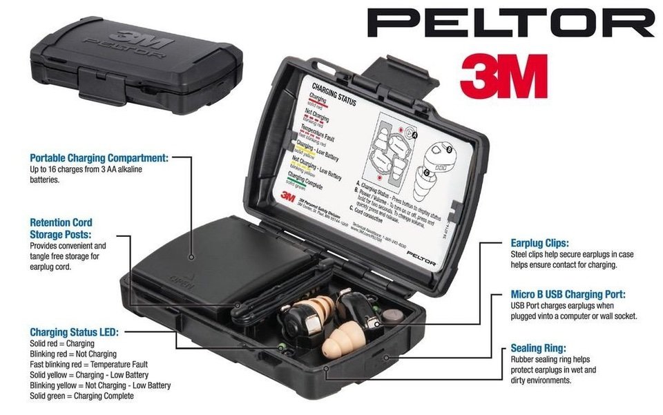 3M Peltor TEP-100 Tactical Ear Plugs with Rechargeable Case