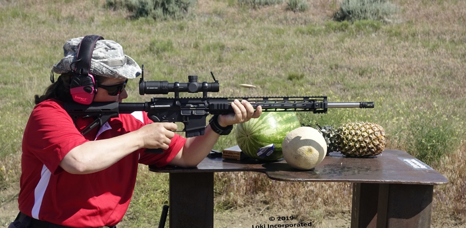 Jen Barcklay on range with 224 Valkyrie firearm