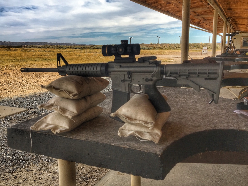 Ruger AR-556 in Tactical Gray Leupold Freedom Red Dot