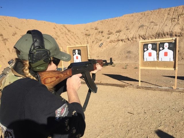  Jill Lockwood from Timney Triggers on range shooting Arizona