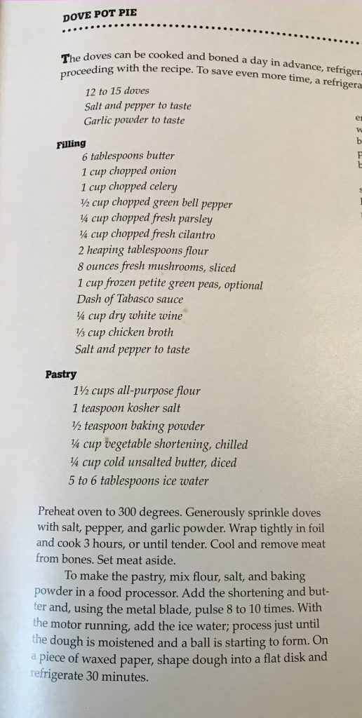 Dove Pot Pie Recipe