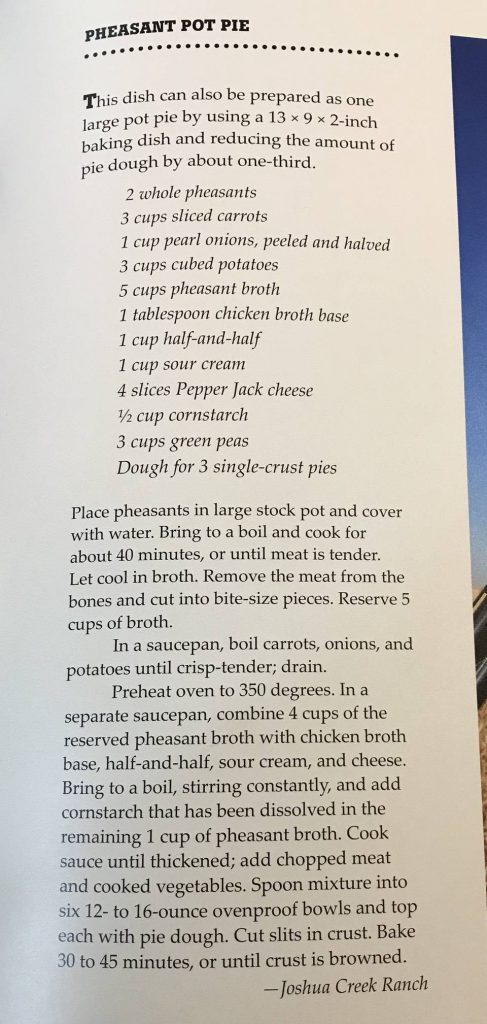 Pheasant Pot Pie Recipe