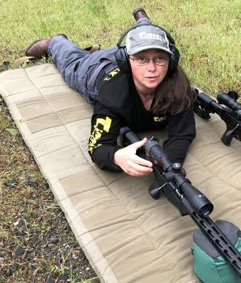 Jen on range with Timney Feature