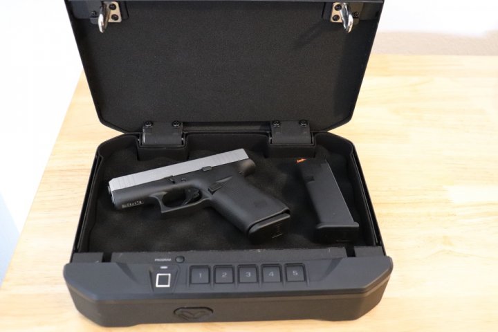 Skipalis GLOCK 43X inside Biometric Safe Firearm Storage Solutions