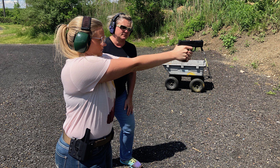 Cerino instructing on the range shooting Springfield XDS Concealed Carry