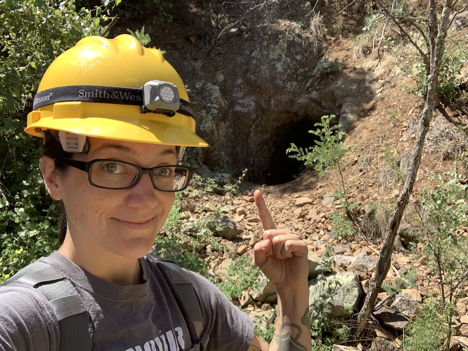 Morgan with Headlamp and Abandoned Mine