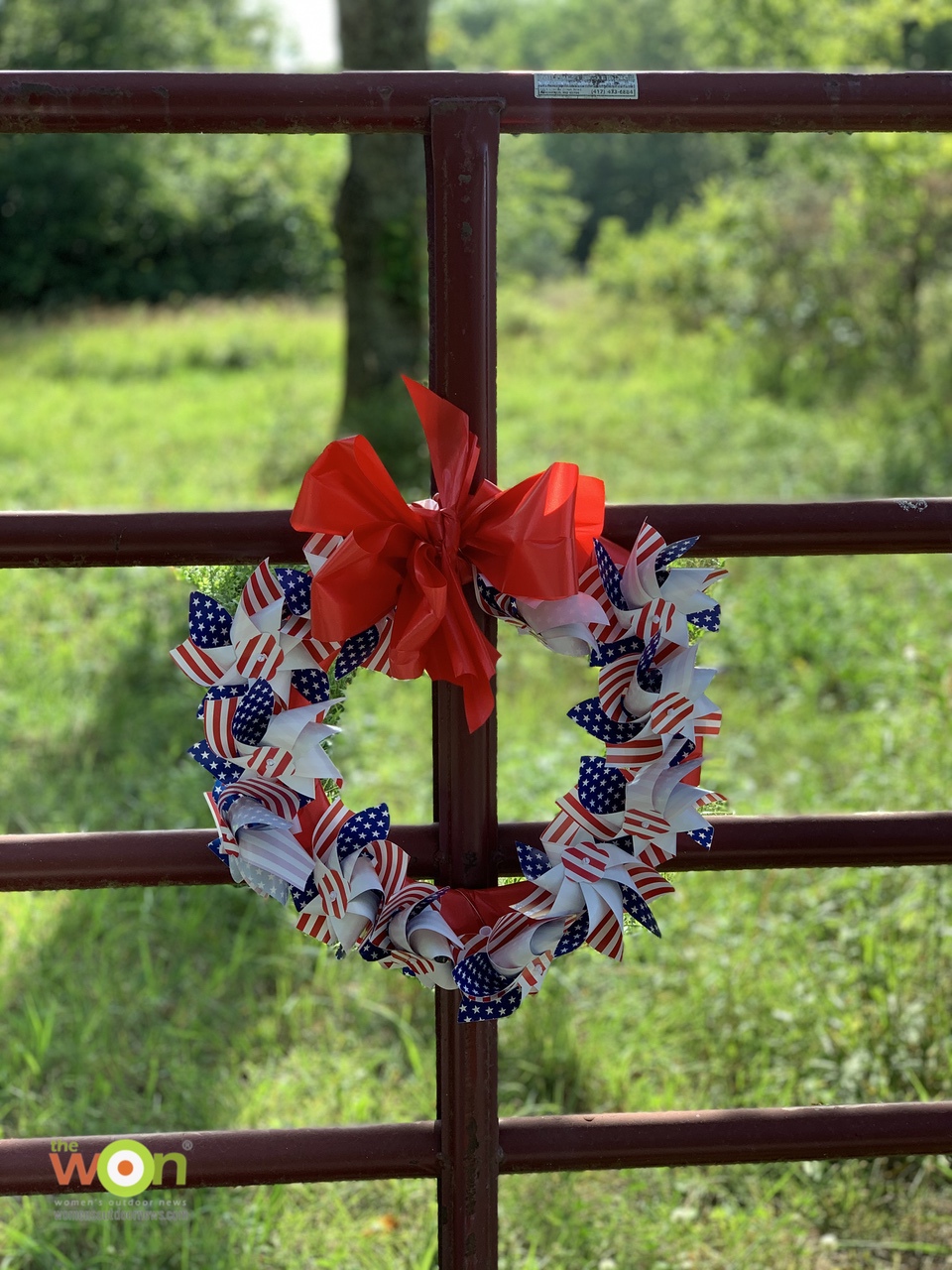 Patriotic Pinwheel wreath for Fourth of July