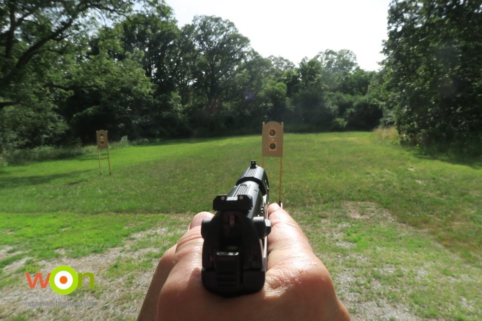 Shooting a beginner firearm on the range 