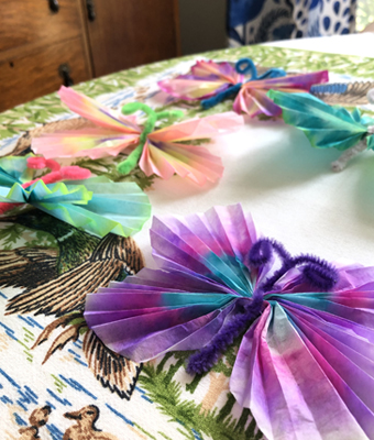 Colorful Coffee Filter Butterflies Finished Closeup Feature