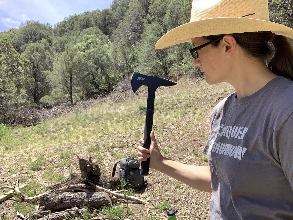 Morgan with Smith & Wesson Extraction and Evasion Axe