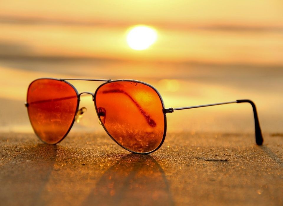 Polarized Sunglasses on beach