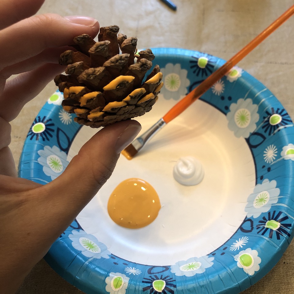 Painting the Ombre Pinecones