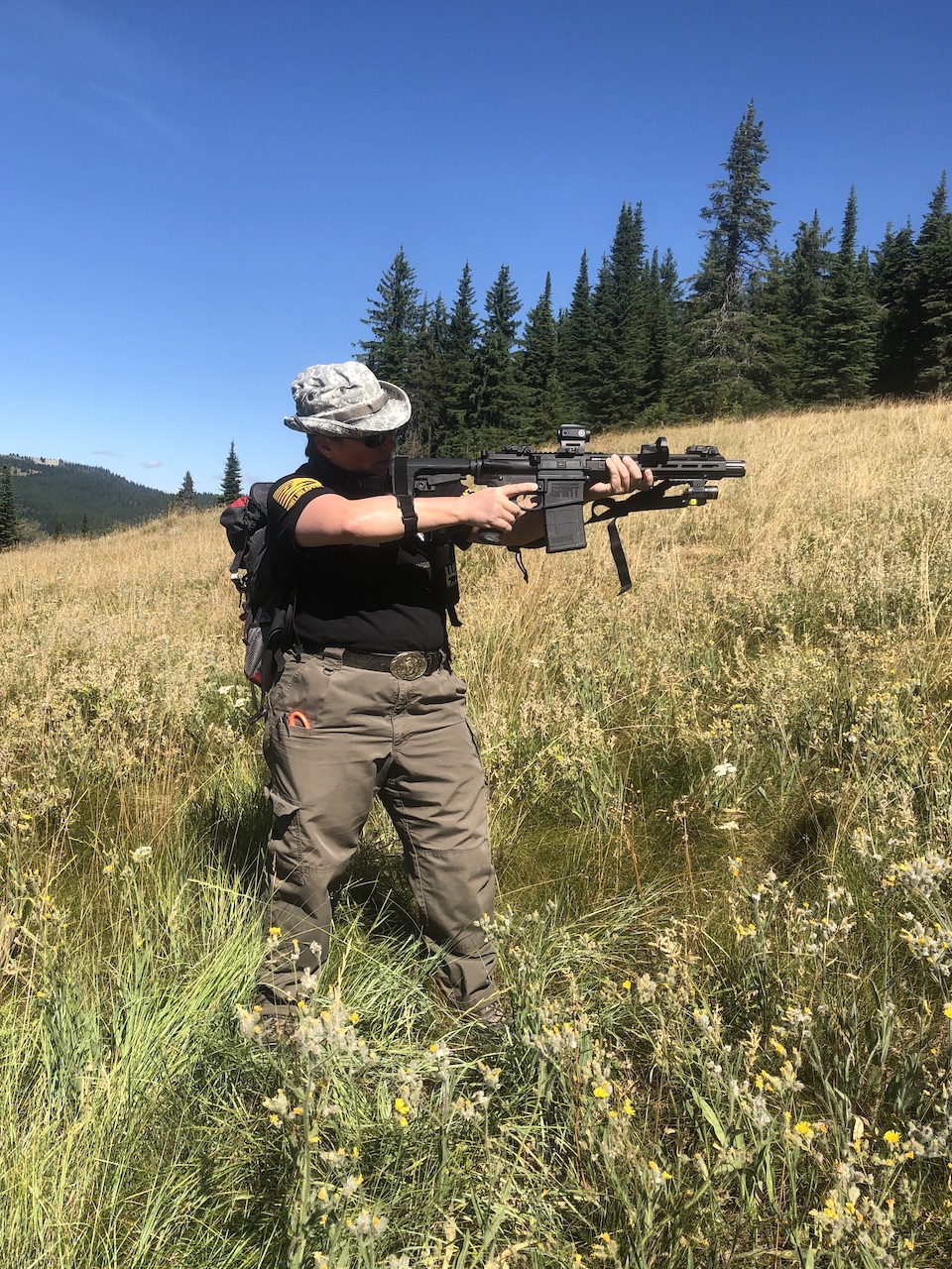 Shooting using pistol brace and sling for support(photo credit Sharon J.)