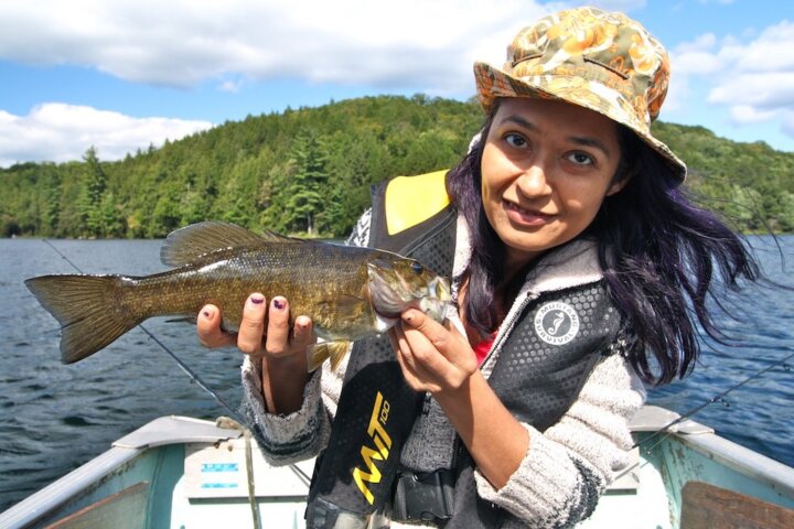 minority woman fishing