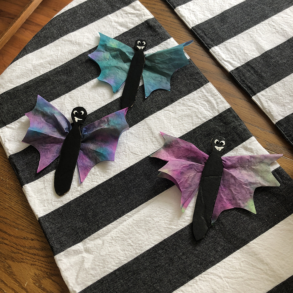 Coffee Filter Bats Group Halloween Craft