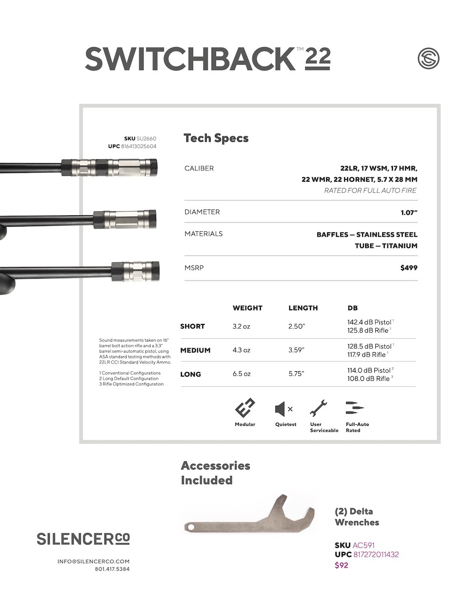 Switchback 22 Suppressor specs