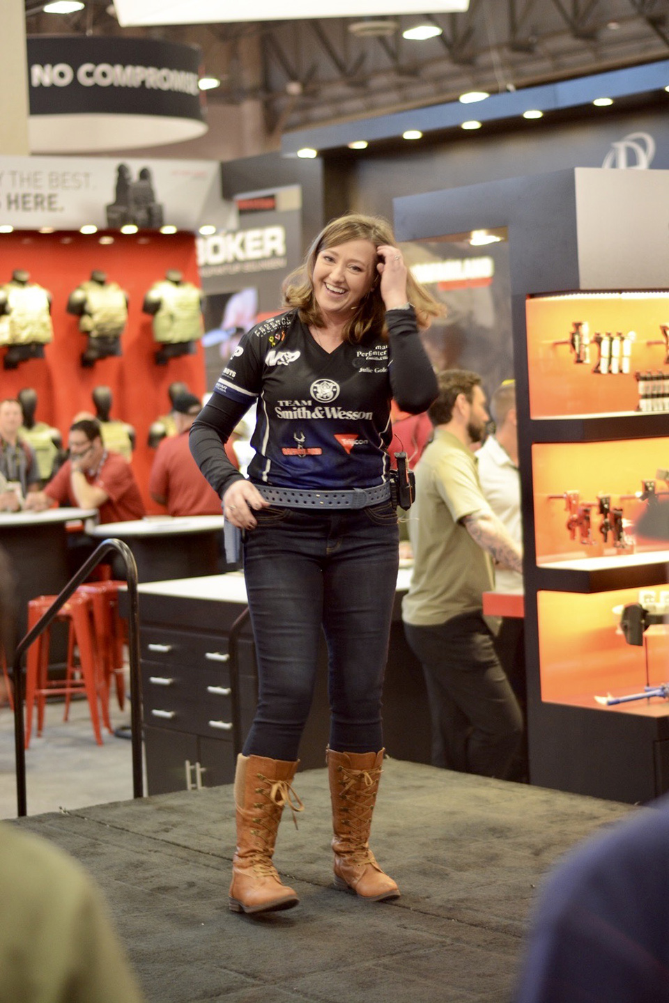 On the stage at SHOT Show for the Team Safariland Demo