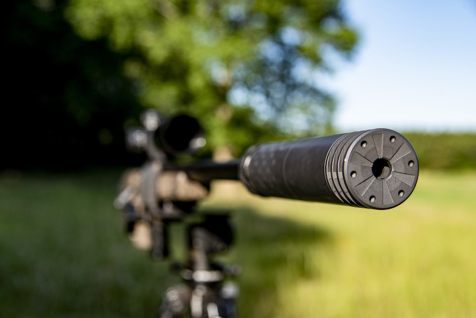 SilencerCo Omega Suppressor on Rifle Close-up