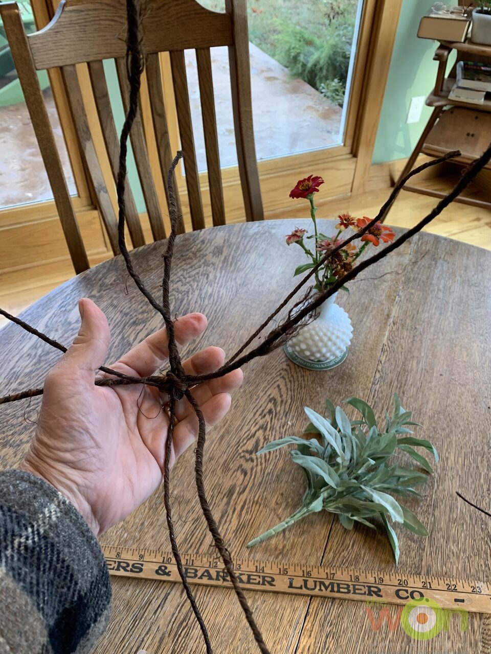 attaching wires beaded pumpkin craft