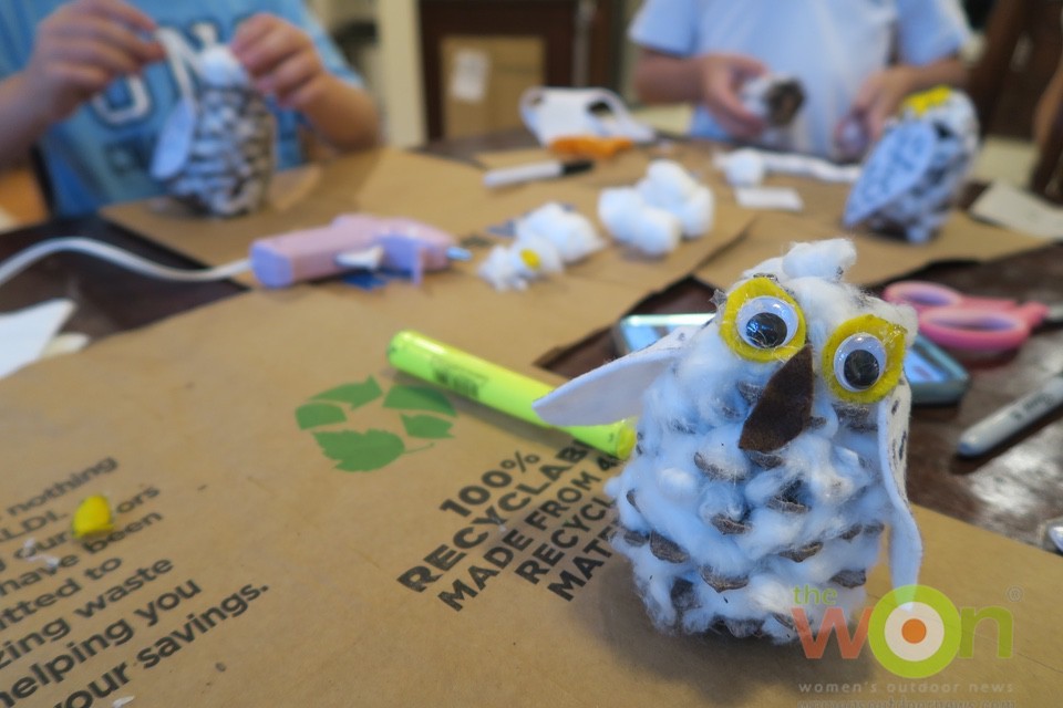 working on snowy owl craft