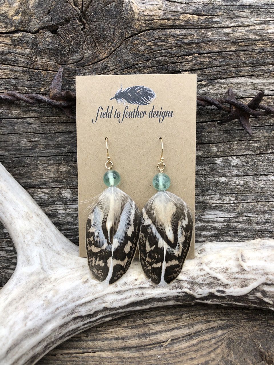 Flourite Field to Feather earrings