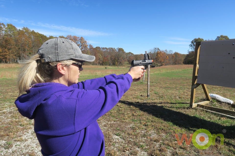 Jennifer with Walther airsoft pistol