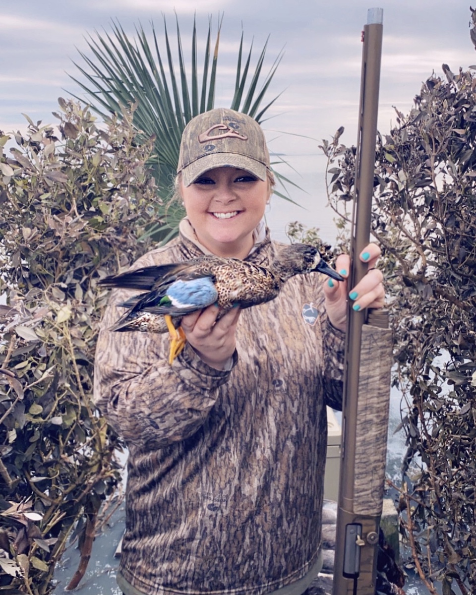 Brooklee with a Blue Winged Teal