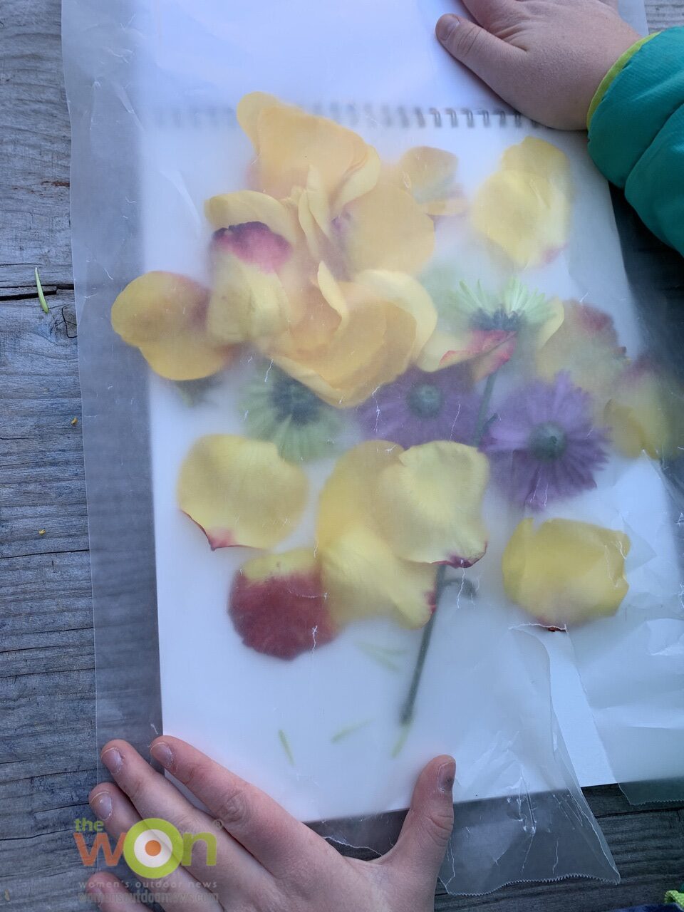 wax paper over flowers