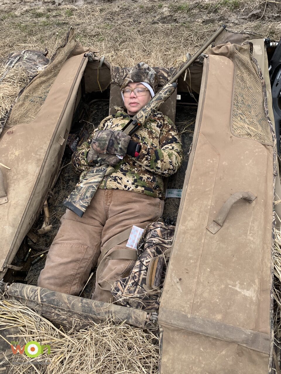 Babbs in the layout blind on the Arkansas Goose Hunt