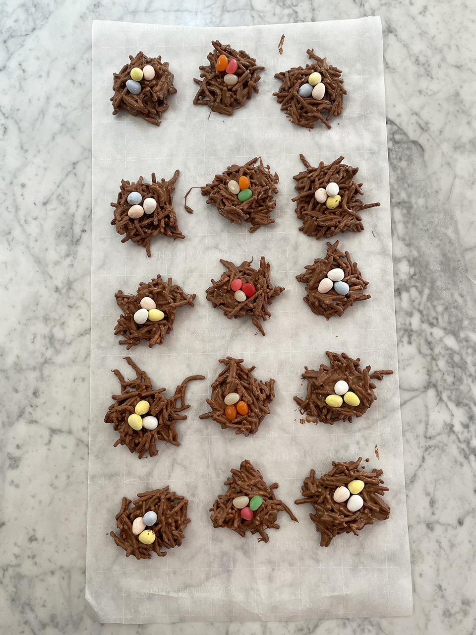 Birds Nests Drying on Parchment Paper