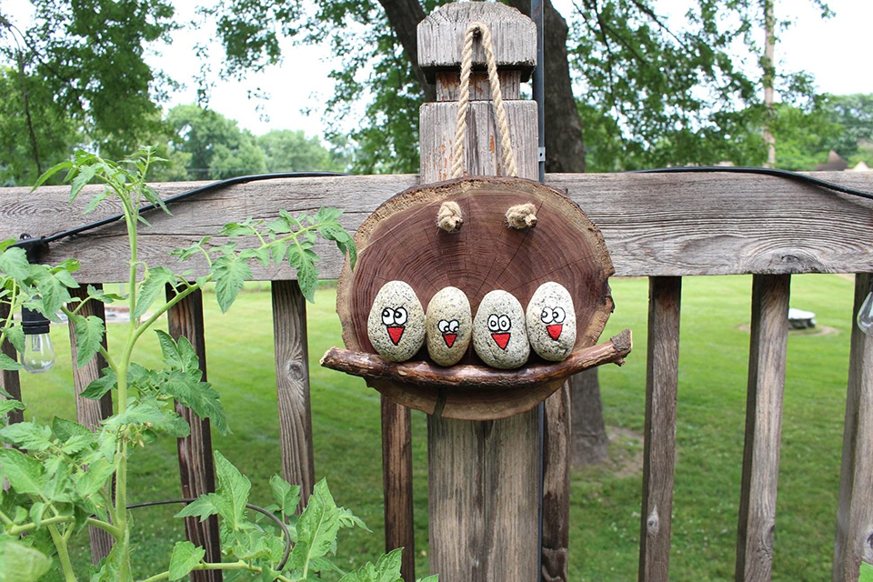 Hanging Bird Rock Craft Finished Jessica White