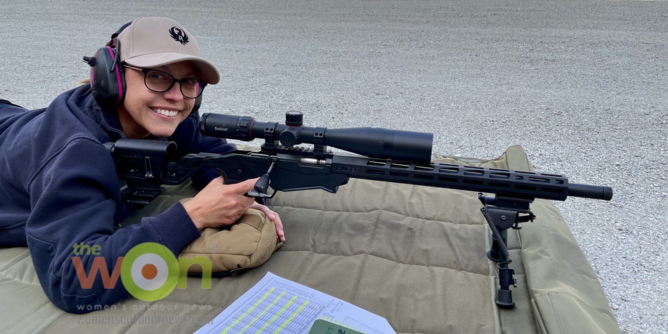 Fellow firefighter Lisa Hasting rocking her first precision rifle lesson with the Ruger 22 RPR