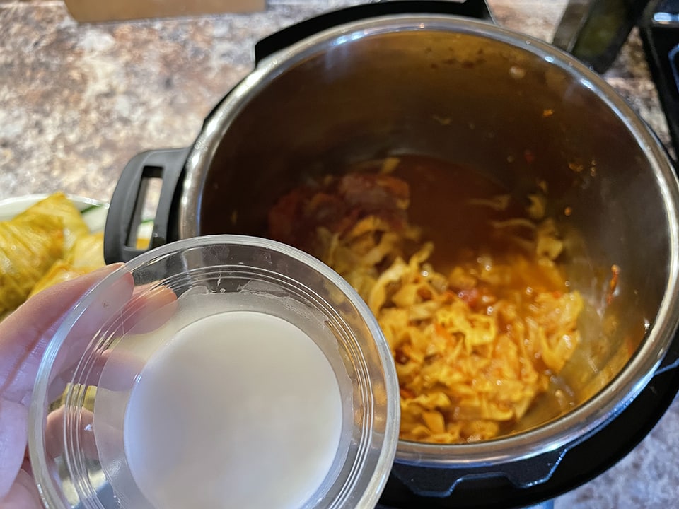 Finishing the Cabbage Roll Sauce