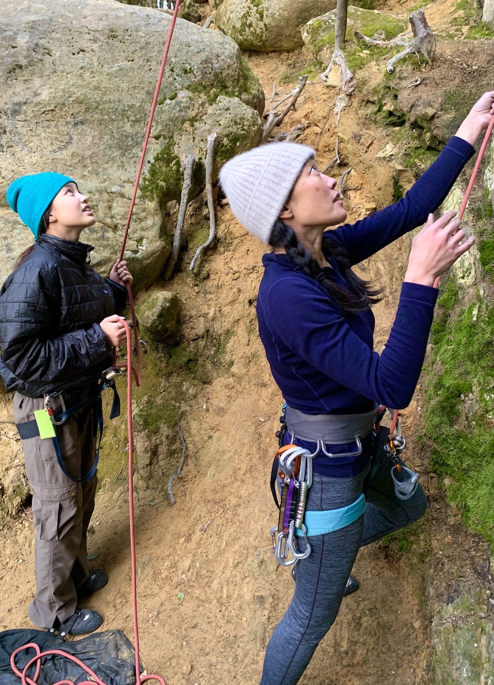 Shane and her daughter rock climbing