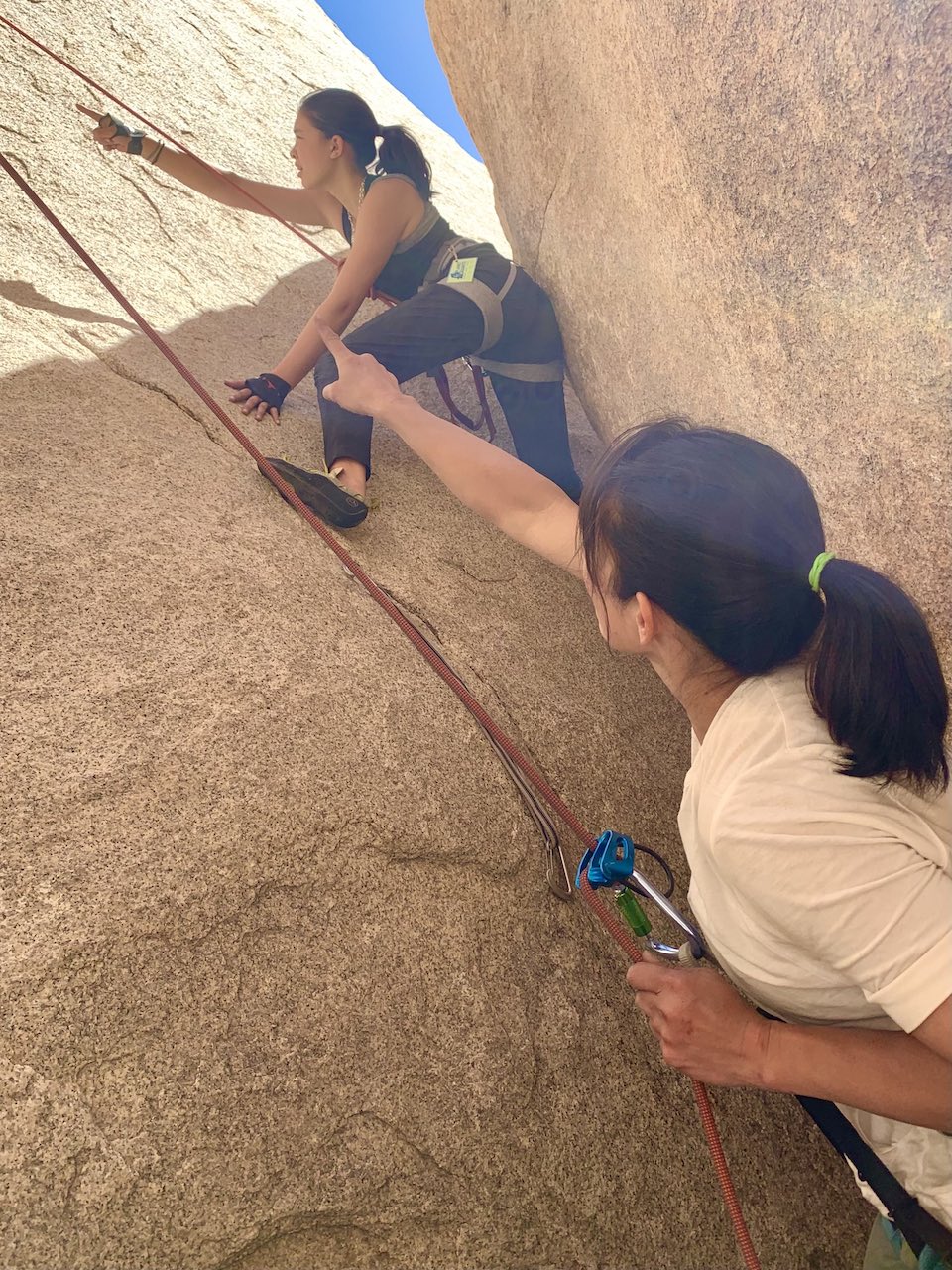 Shane and mia rock climbing