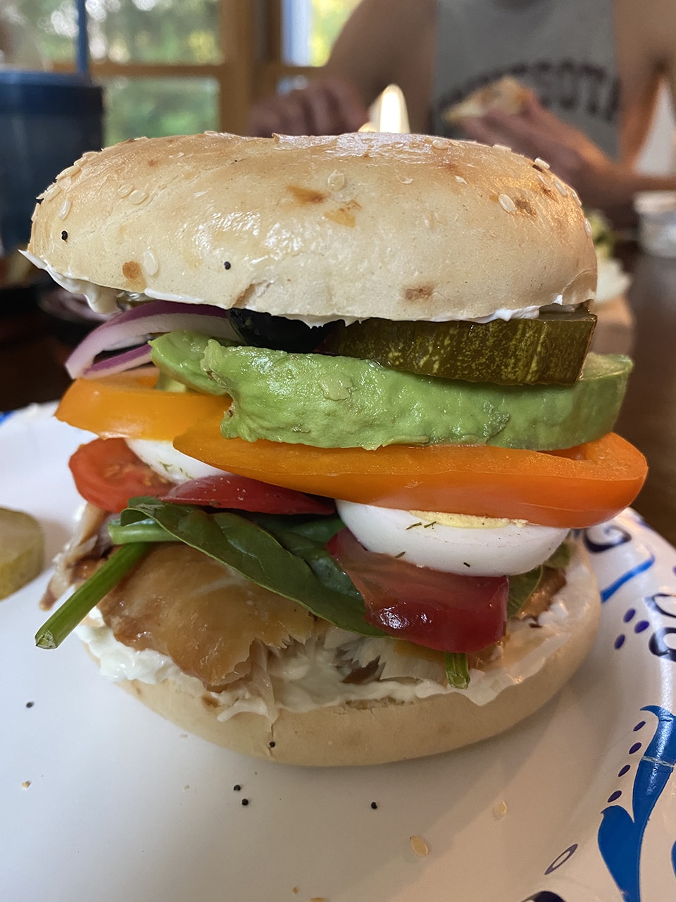 smoked trout cream cheese bagel