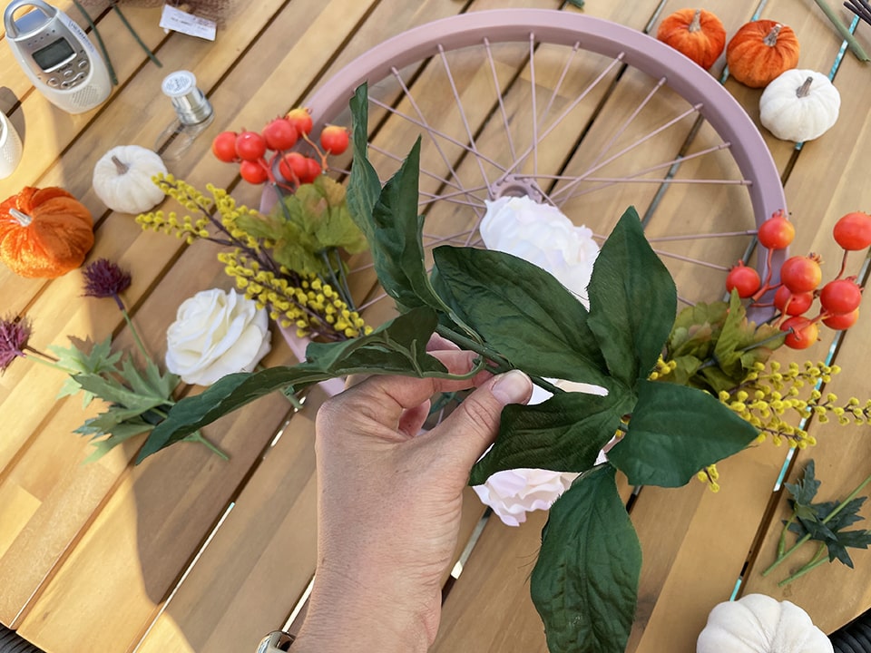 Bike Wheel using cut greenery filler