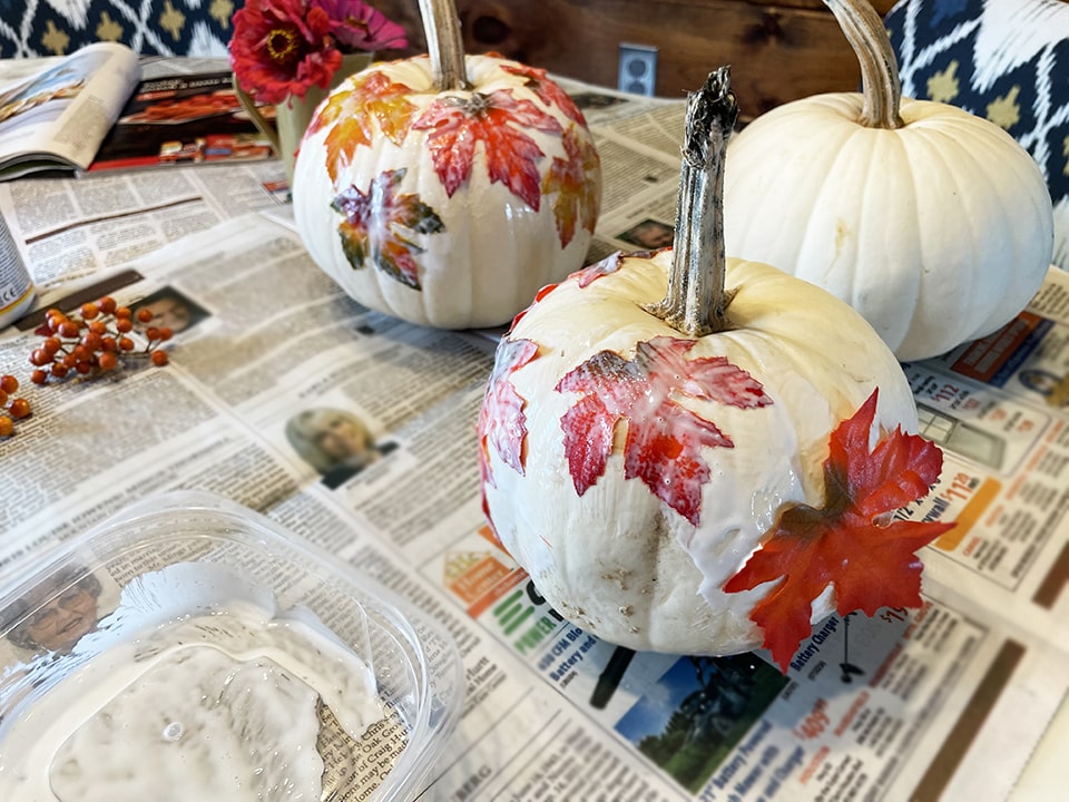 Adding leaves to second pumpkin